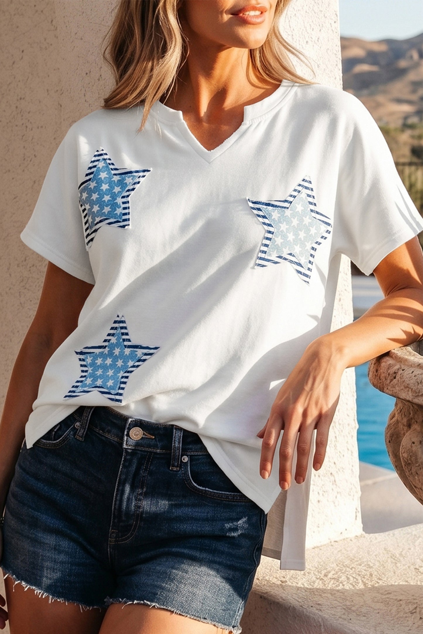 Patriotic Star Patched Mineral Washed Tee