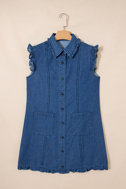 Ruffle & Run Denim Shift Dress