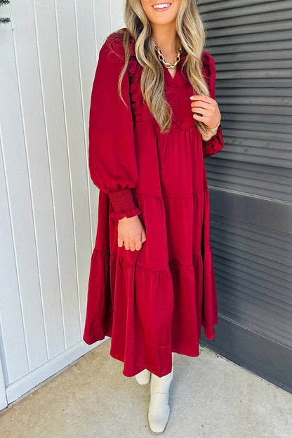 Crimson Charm Midi Dress