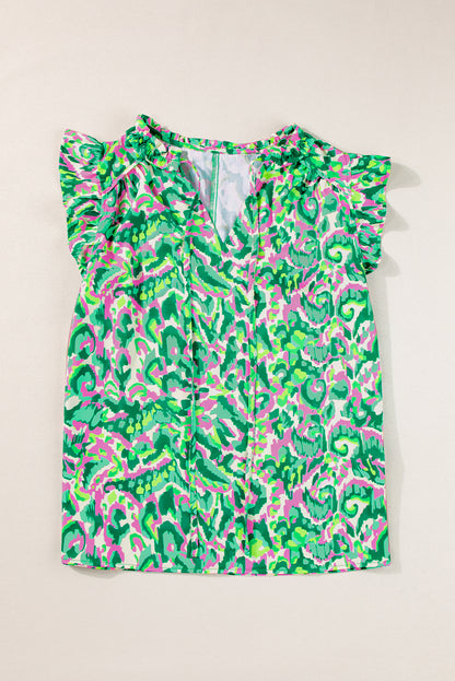 Electric Garden Ruffle Top