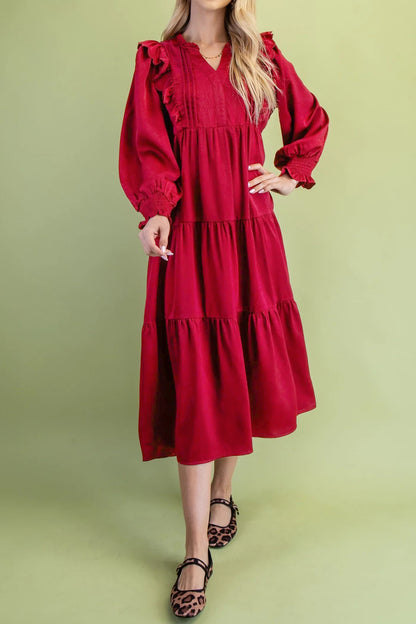 Crimson Charm Midi Dress