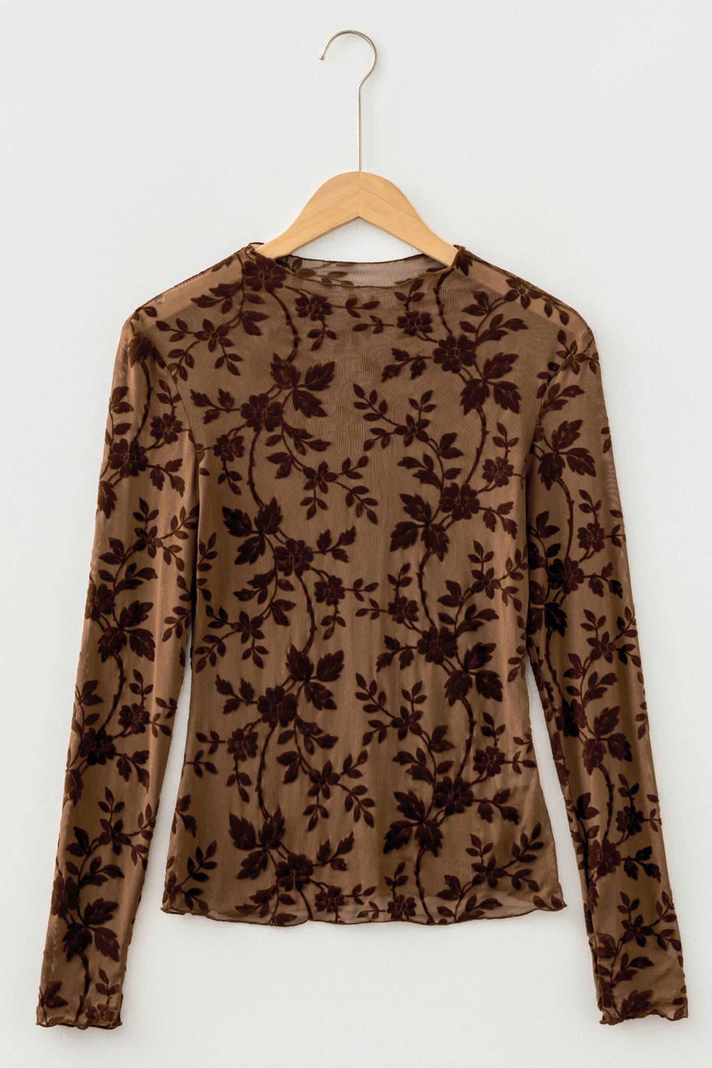 Mocha In Bloom Mesh Top