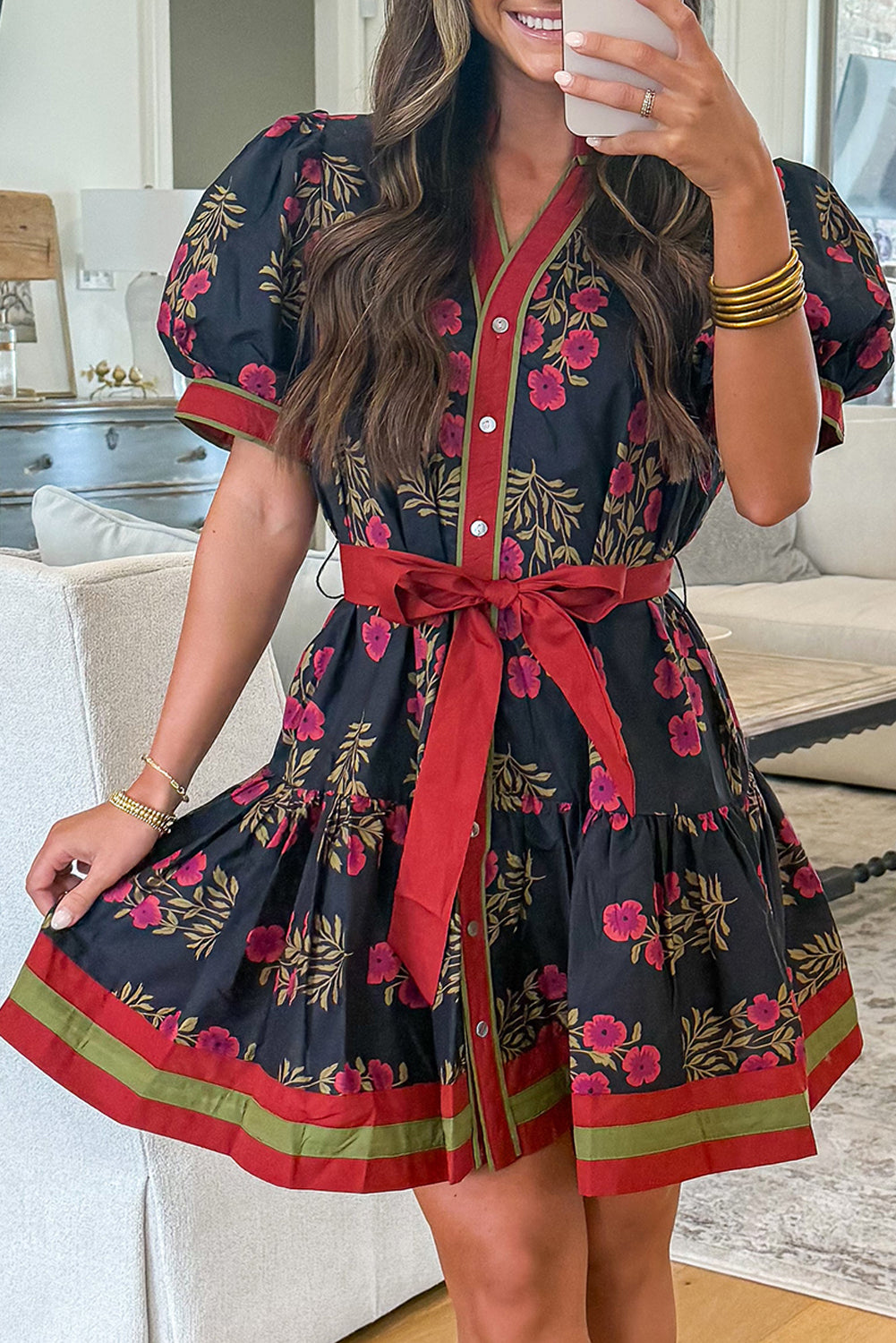 Midnight Garden Stroll Mini Dress