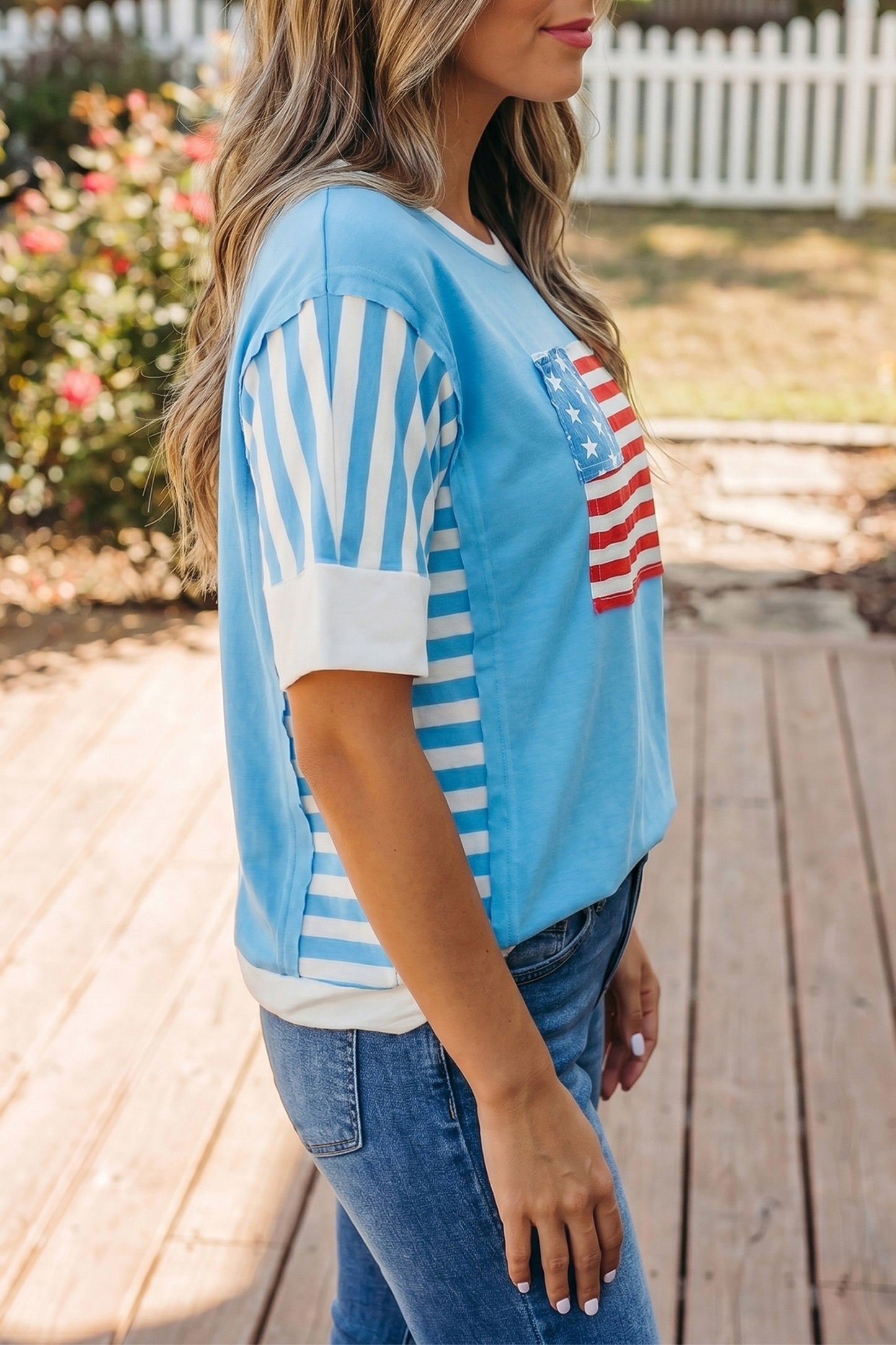 American Flag Patchwork Top