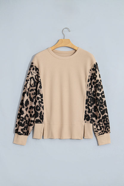 Leopard Latte Waffle Knit Top