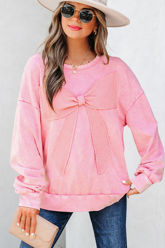 Bow So Sweet Mineral Wash Pullover