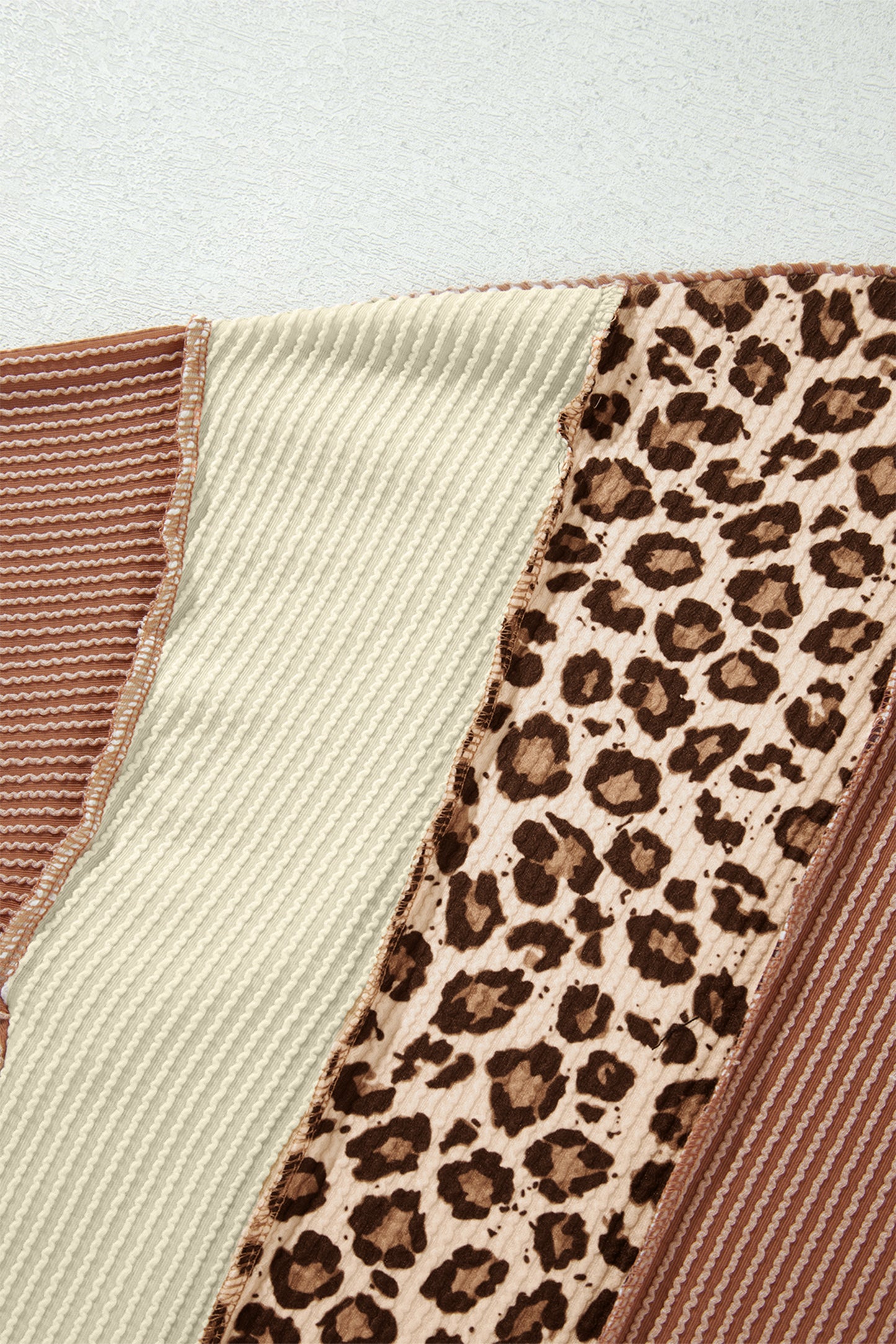 Mocha Mood Leopard Colorblock Top