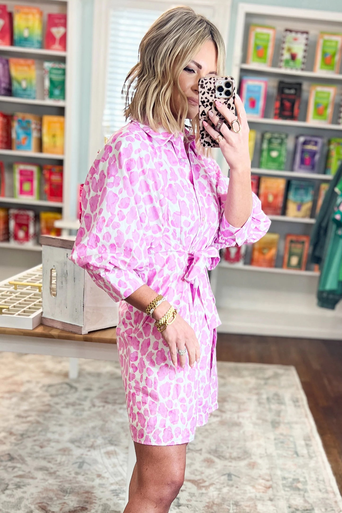 Pink Leopard Luxe Mini Dress