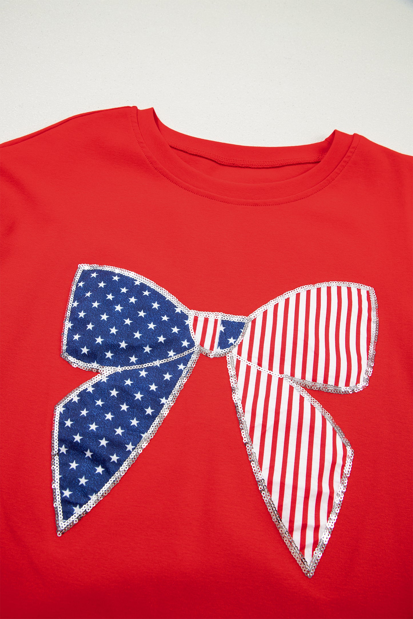 Fiery Red Stars & Stripes Bow Mini Dress