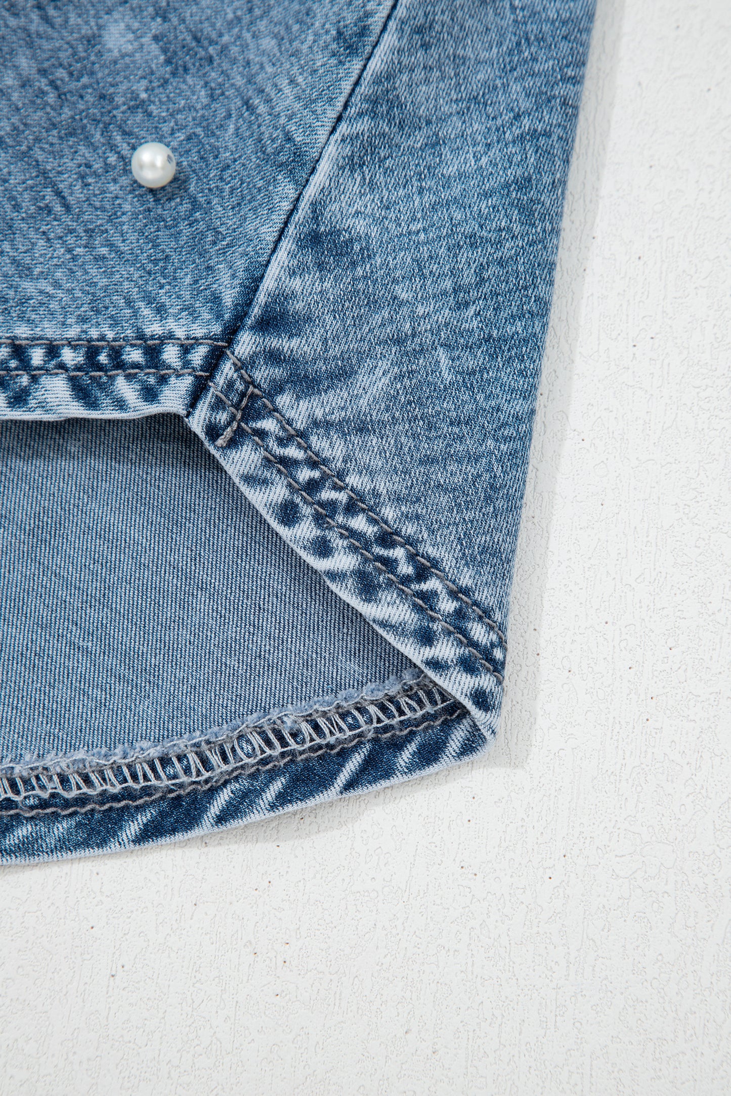 Polished With Pearls Denim Mini Skort