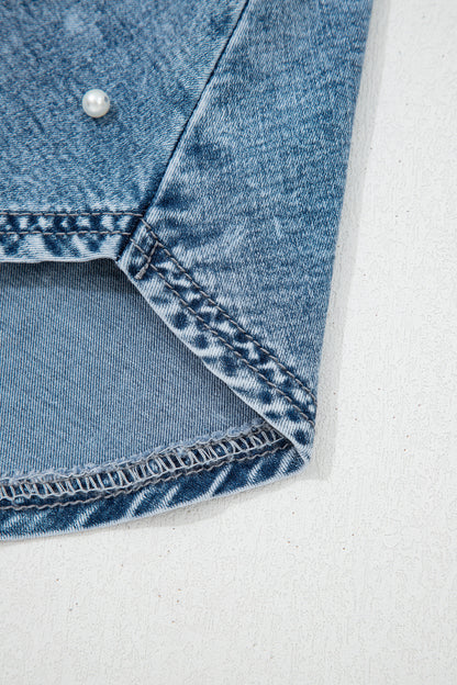 Polished With Pearls Denim Mini Skort