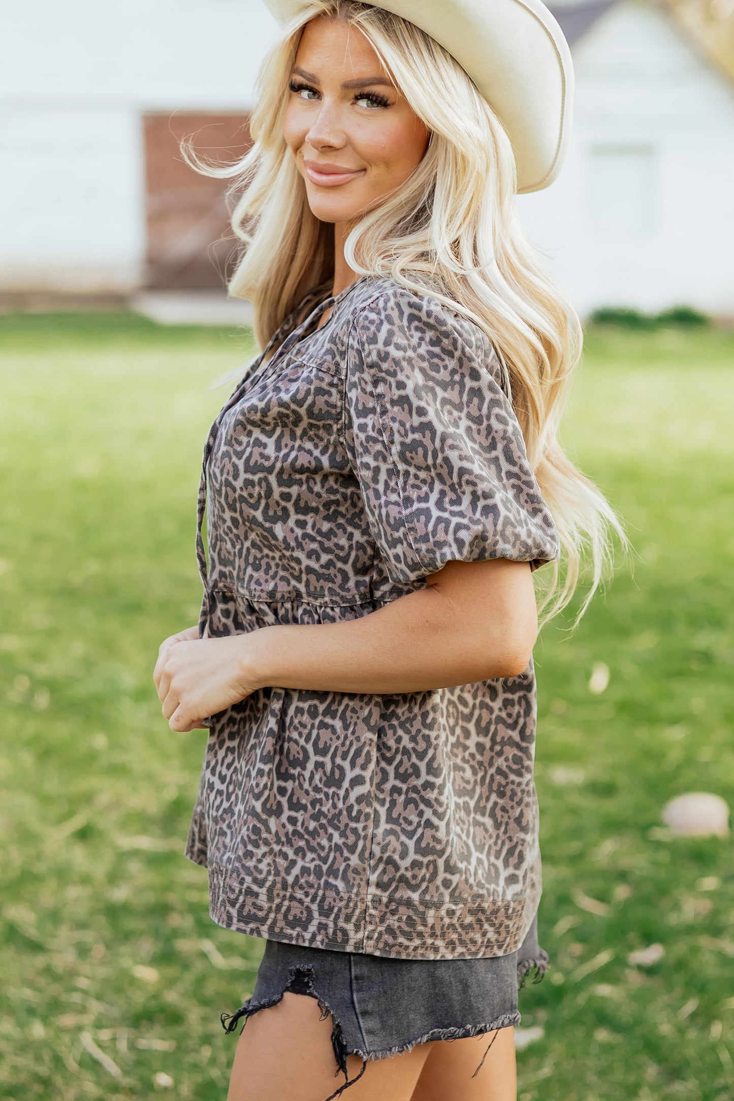 Born To Be Leopard Denim Top