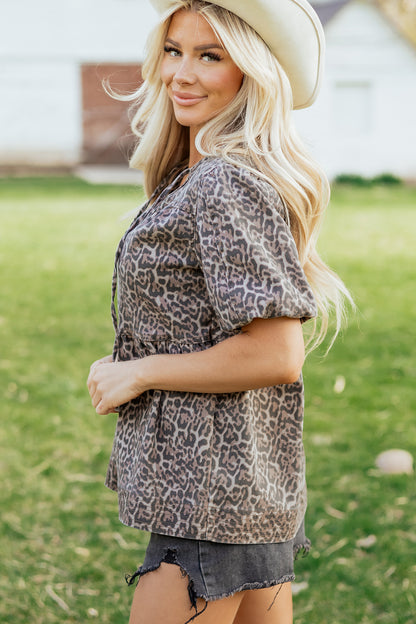 Born To Be Leopard Denim Top