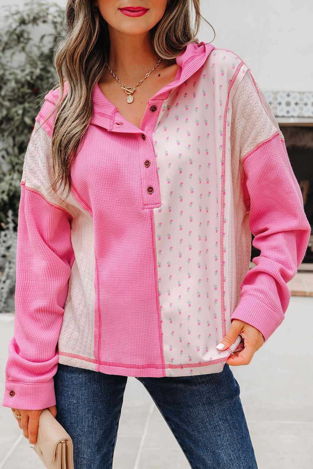 The Cottage Cutie Patchwork Hoodie Top