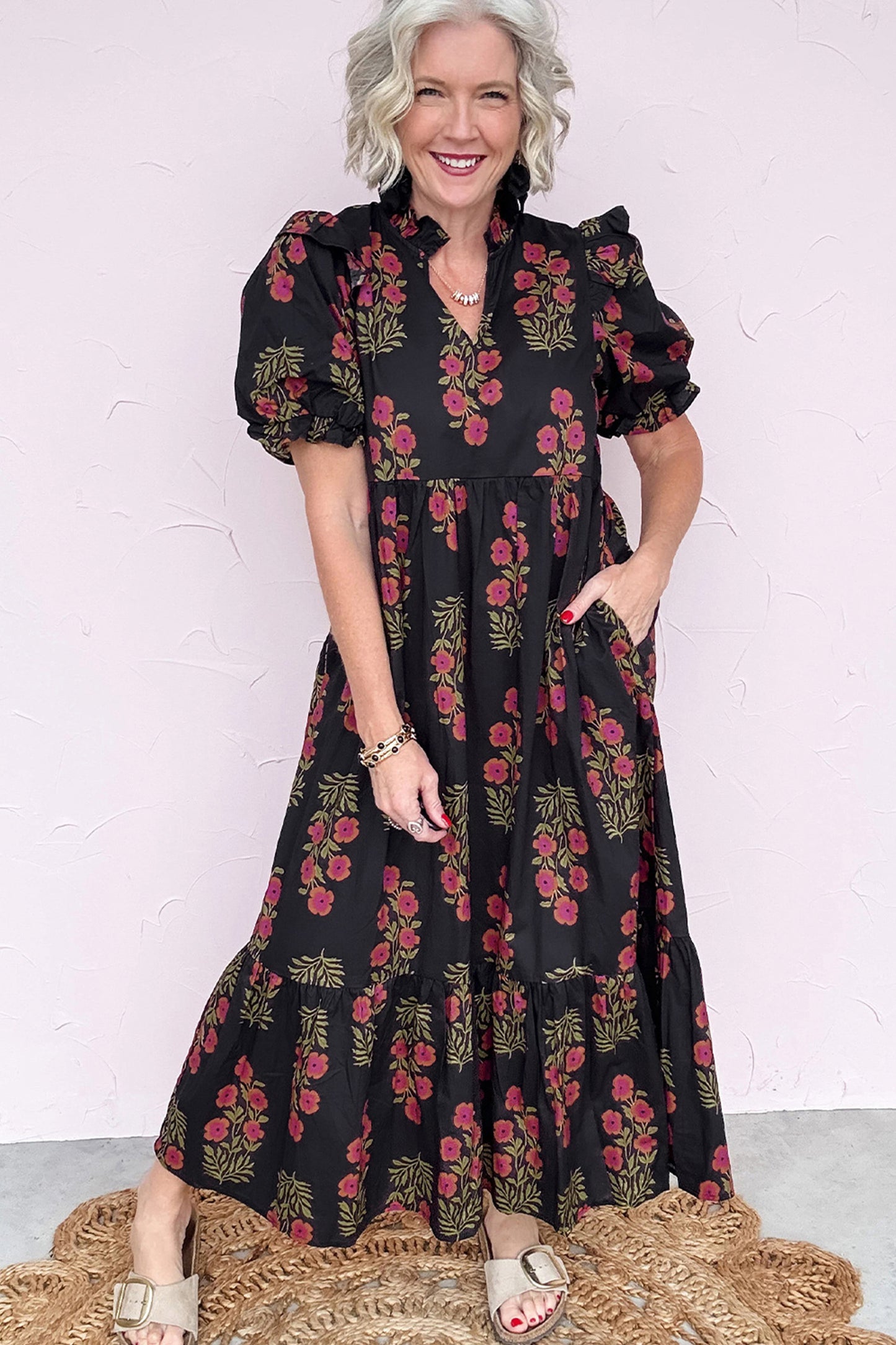 Midnight Garden Stroll Maxi Dress