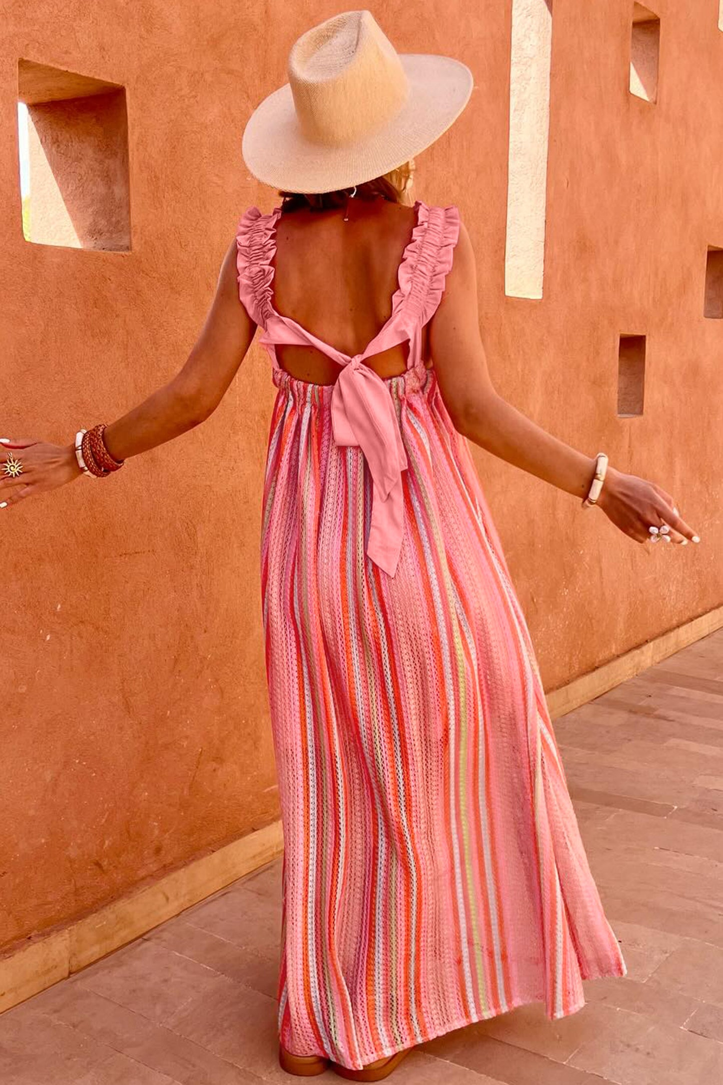 Coral Coast Striped Maxi Dress