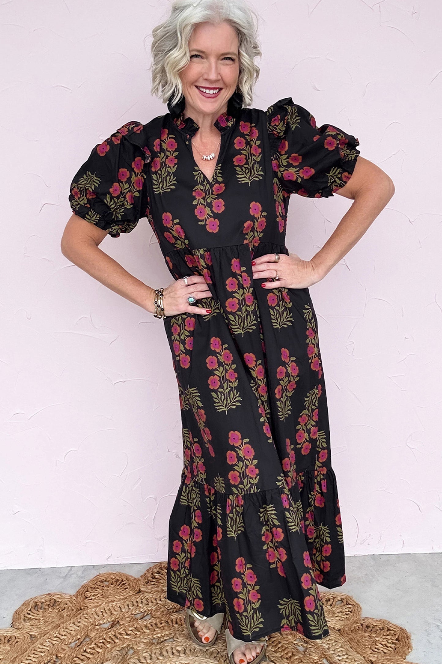 Midnight Garden Stroll Maxi Dress