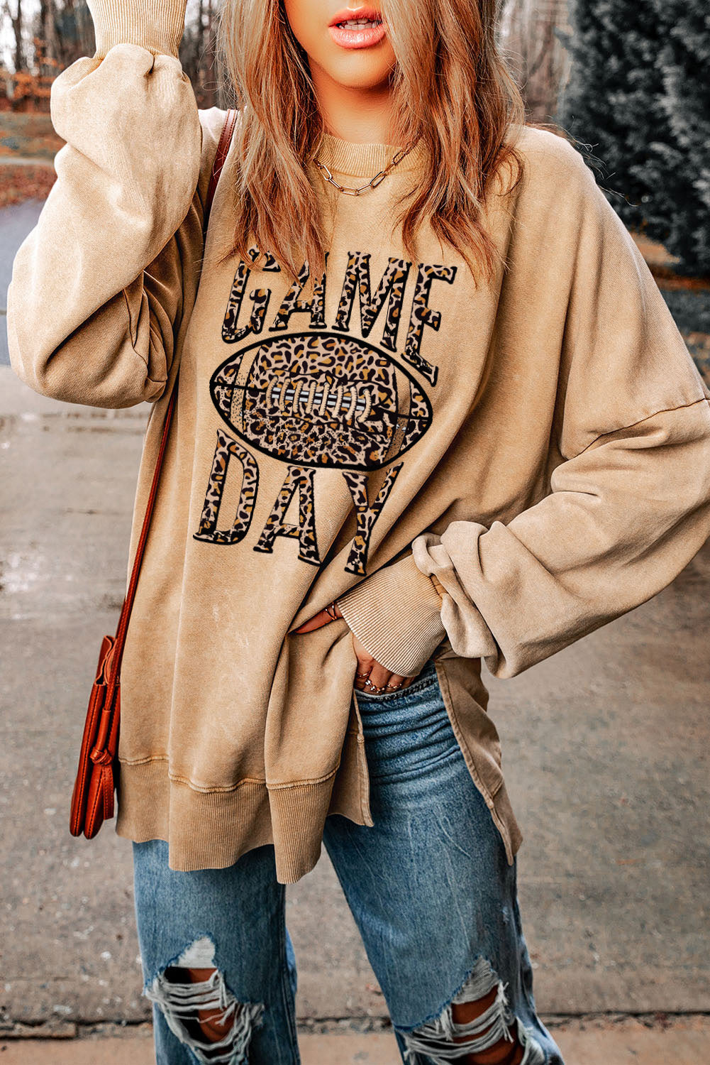 Game Day Leopard Football Sweatshirt