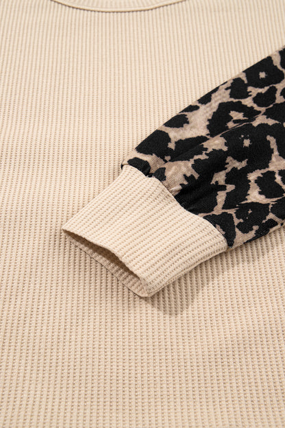 Leopard Latte Waffle Knit Top