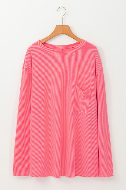 Coral Crush Ribbed Plus Size Top