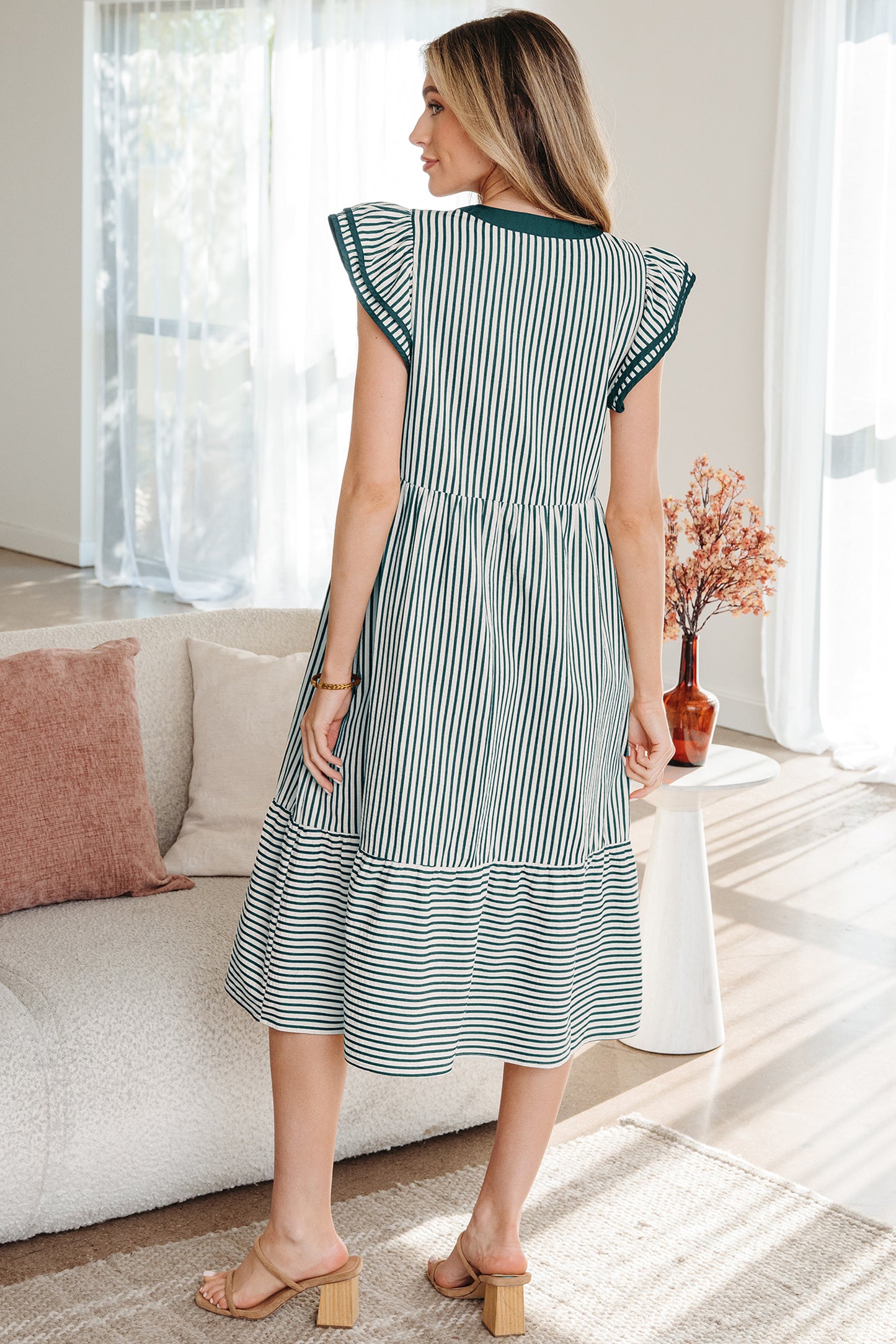 Main Street Striped Midi Dress