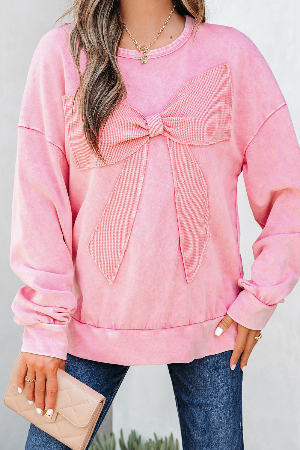 Bow So Sweet Mineral Wash Pullover