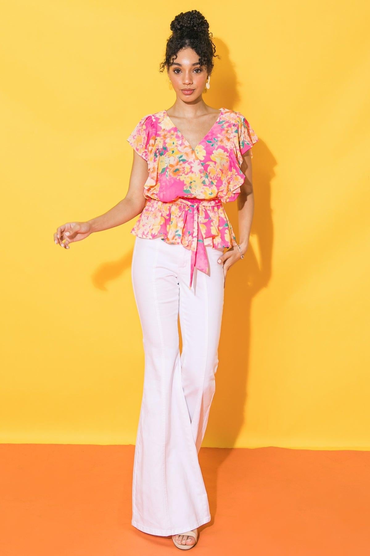 Flying Tomato Faded View Woven Top