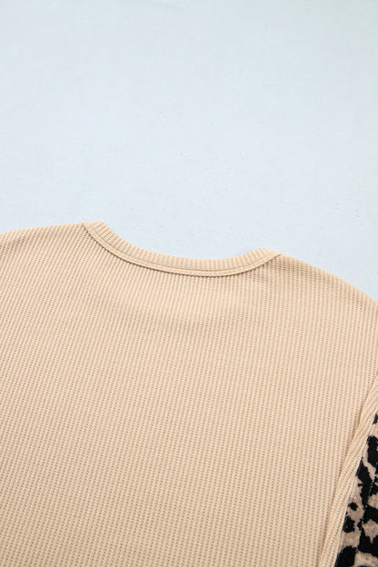 Leopard Latte Waffle Knit Top